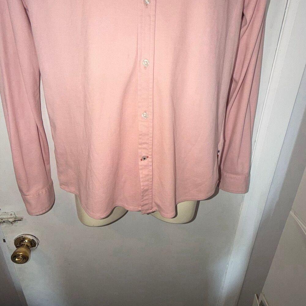TOMMY HILFIGER Pink Slim Fit Long Sleeve Button up Pique Shirt-M - Picture 3 of 9